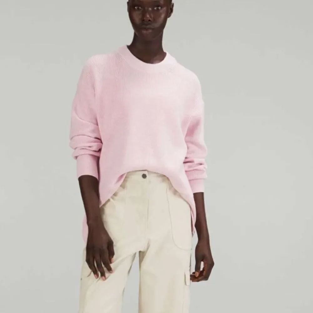 LULULEMON Merino Wool-Blend Ribbed Crewneck Sweater Heathered Pink Peony Size 4